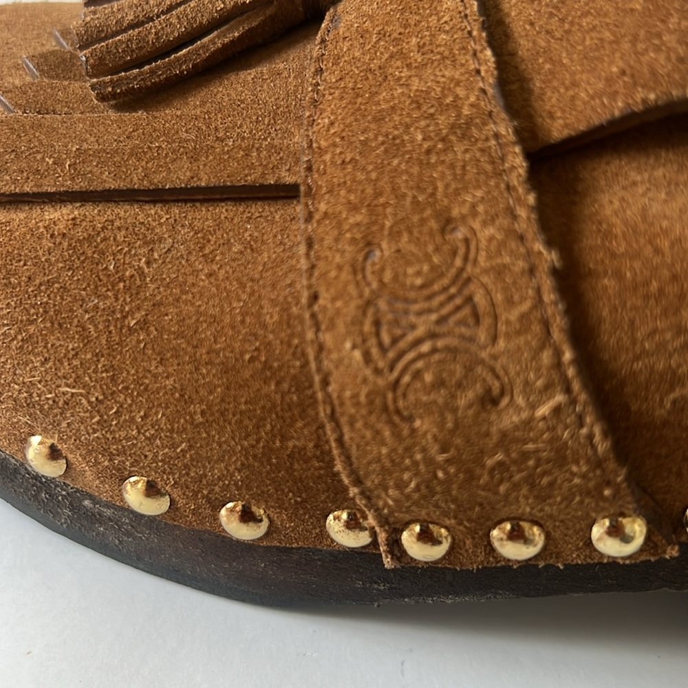 Celine clogs suede with tassel and nails head and fringe - Picture 16 of 16